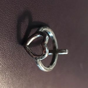 Grace & Heart Sterling Silver Cross/Heart Ring